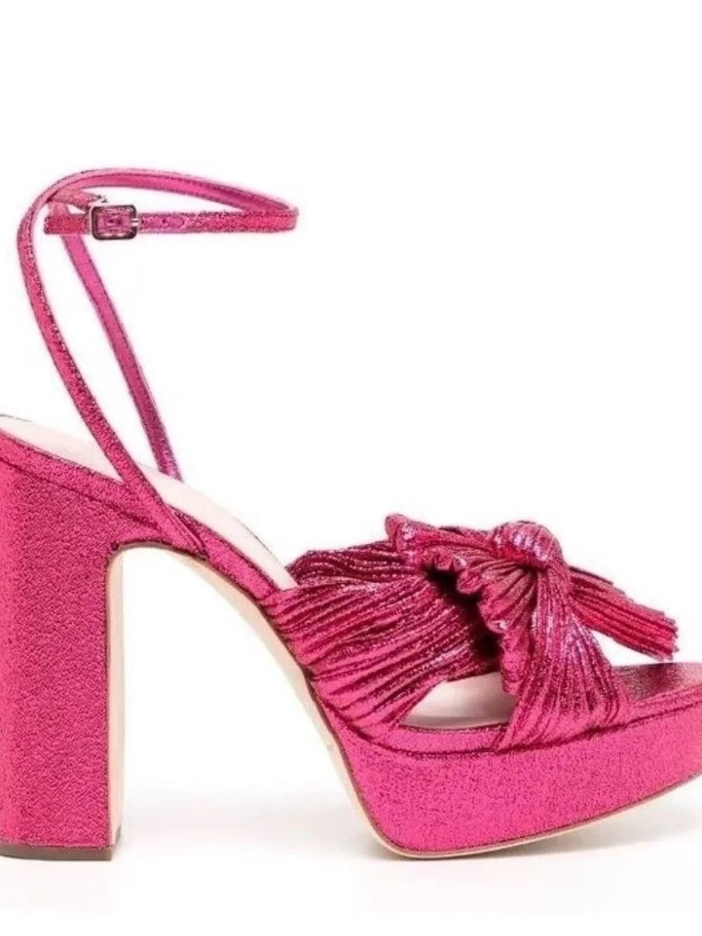 Loeffler Randall / NEW Natalia Pleat Bow Fuchsia pink  Platform Sandal Heel